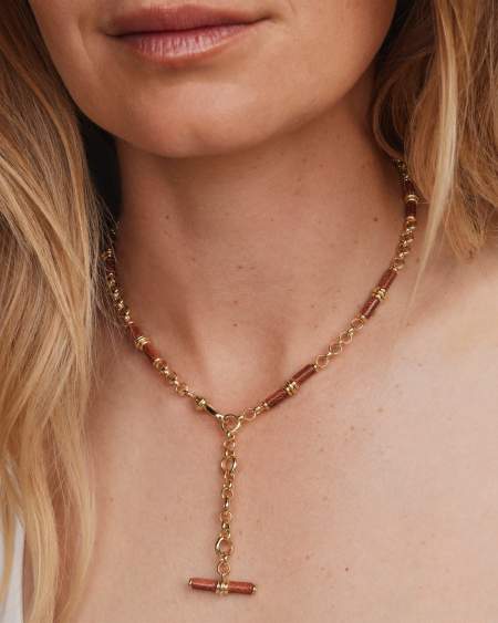 Bree Gold Beaded Link and Chain Necklace