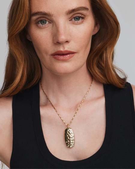 Danielle Riveted Gold Long Pendant Necklace
