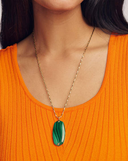 Danielle Riveted Gold Long Pendant Necklace