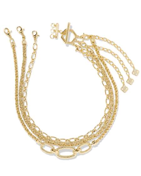 Sandy Gold Multi Strand Chain Necklace