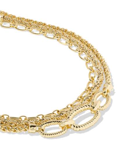 Sandy Gold Multi Strand Chain Necklace