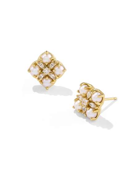 Dira Pearl Gold Stud Earrings