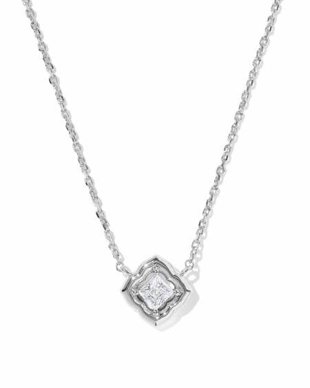 Mallory Crystal Silver Short Pendant Necklace