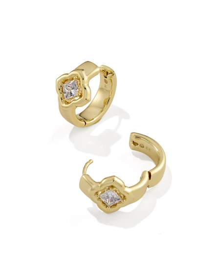 Mallory Crystal Gold Huggie Earrings