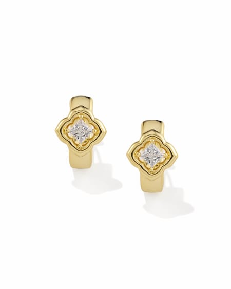 Mallory Crystal Gold Huggie Earrings