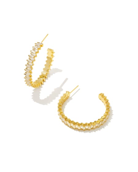 Juliette Hoop Earrings in White Crystal