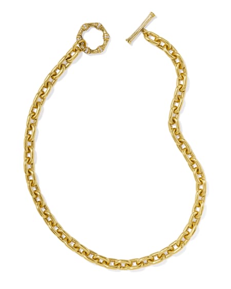 Maura Vintage Gold Chain Necklace in White CZ