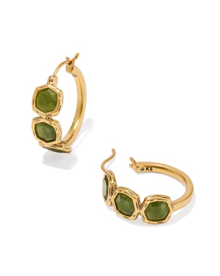 Maura Vintage Gold Hoop Earrings in Sage Serpentine