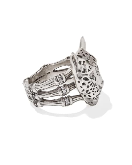 Maura Vintage Silver Jaguar Statement Ring in Variegated Indigo Magnesite