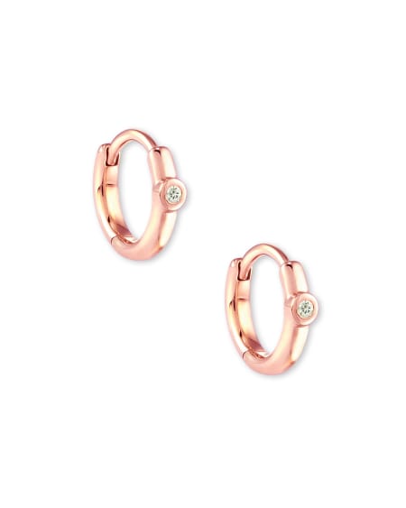 Audrey 14k Huggie Earrings in White Diamond