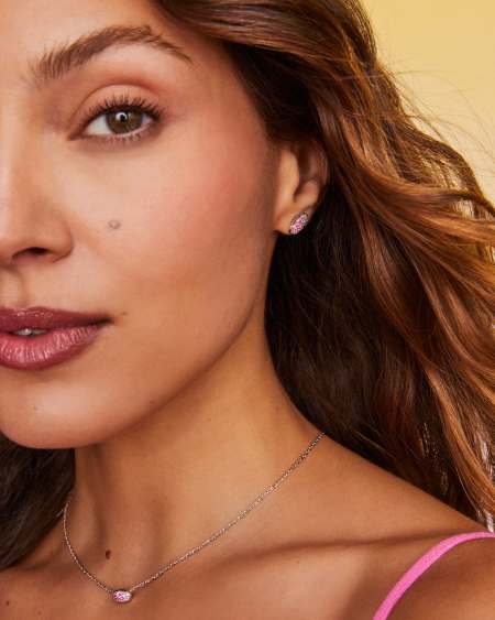 Grayson Silver Crystal Stud Earrings in Pink Ombre