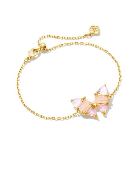 Blair Gold Butterfly Delicate Chain Bracelet in Pink Mix