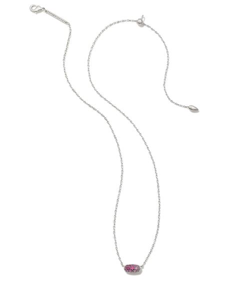 Grayson Silver Crystal Pendant Necklace in Pink Ombre