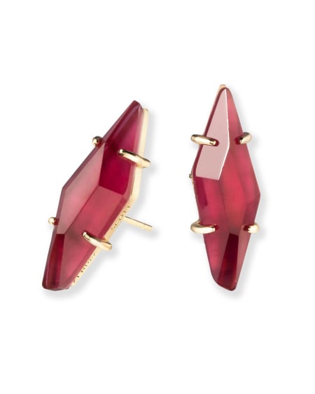 Belinda Stud Earrings in Iridescent White Banded Agate