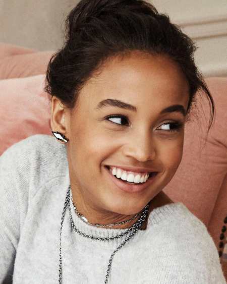 Belinda Stud Earrings in Iridescent White Banded Agate