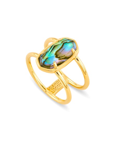 Elyse 18k Gold Vermeil Double Band Ring in Abalone