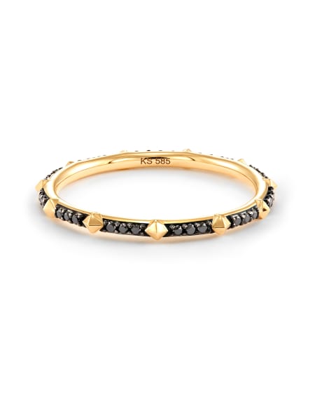 0.14 ct Astrid 14k Yellow Gold Band Ring in Black Diamond