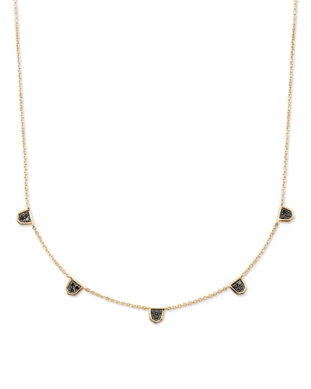Shannon 14k Yellow Gold Collar Necklace in Black Diamond