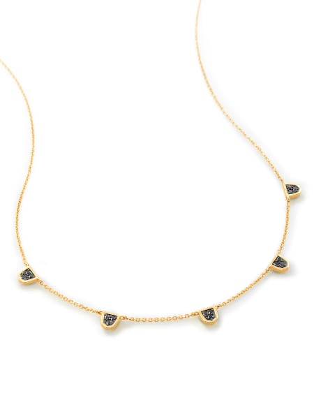 Shannon 14k Yellow Gold Collar Necklace in Black Diamond