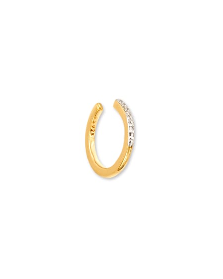 Bobbie 18k Yellow Gold Vermeil Ear Cuff in White Diamond
