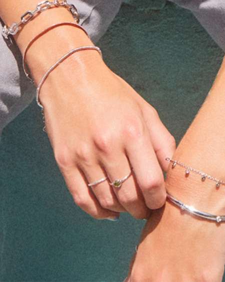 Joelle Silver Bangle Bracelet in White CZ