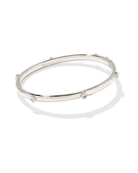 Joelle Silver Bangle Bracelet in White CZ