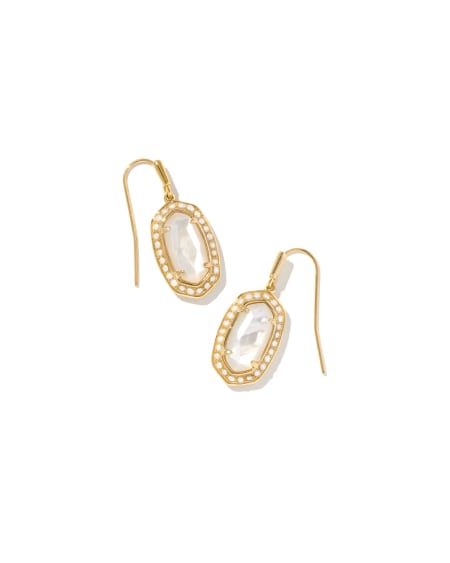 Pearl Beaded Lee Gold Drop Earrings in Ivory Mother-of-Pearl
