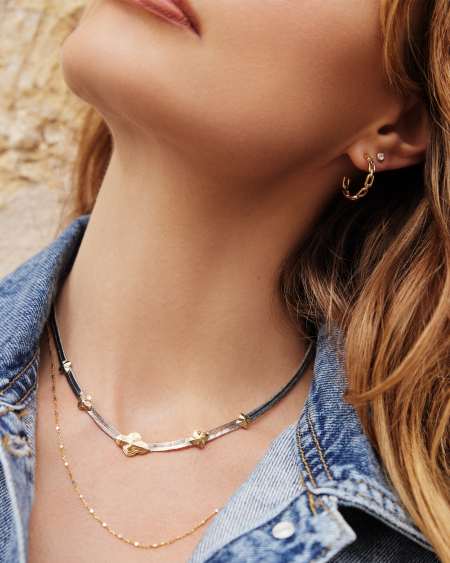 Abbie Herringbone Necklace in Mixed Metal