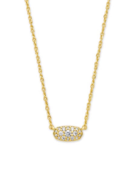 Grayson Gold Pendant Necklace in White Crystal