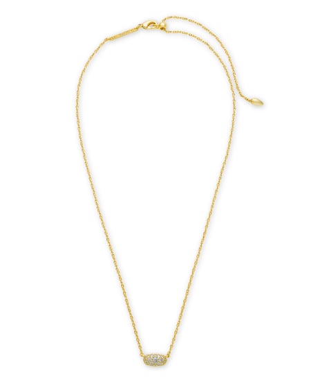 Grayson Gold Pendant Necklace in White Crystal