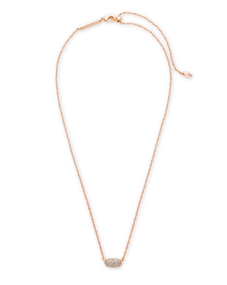 Grayson Gold Pendant Necklace in White Crystal