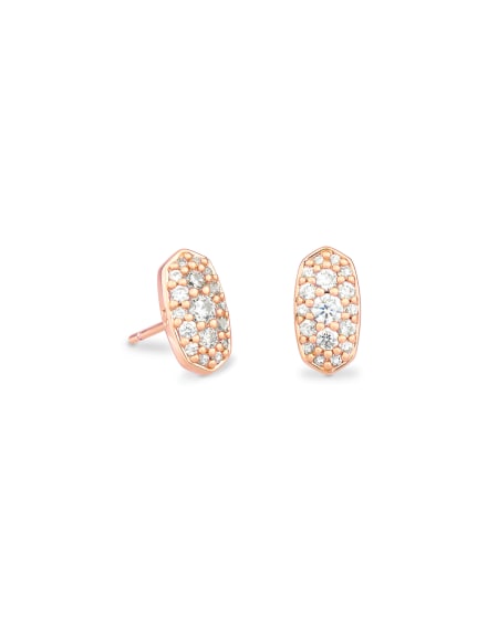Grayson Rose Gold Stud Earrings in White CZ