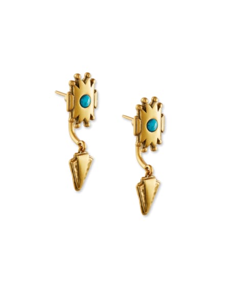 Shiva Ear Jacket Earrings in Vintage Gold