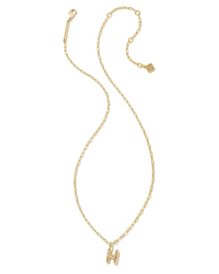 Crystal Letter H Gold Short Pendant Necklace in White Crystal