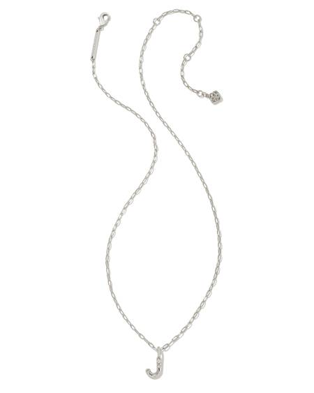 Crystal Letter J Silver Short Pendant Necklace in White Crystal