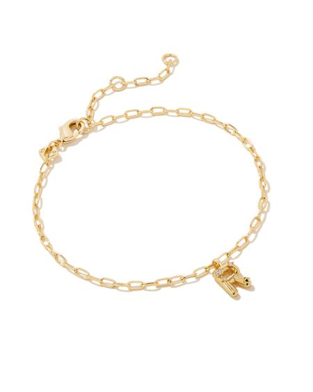 Crystal Letter R Gold Delicate Chain Bracelet in White Crystal