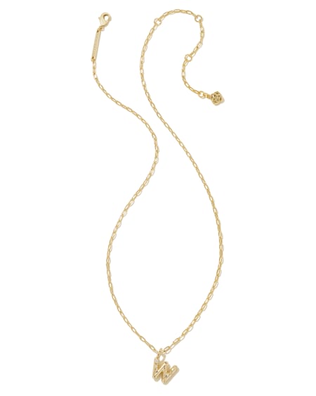 Crystal Letter W Gold Short Pendant Necklace in White Crystal