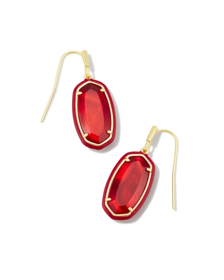 Dani Gold Enamel Framed Drop Earrings in Red Illusion