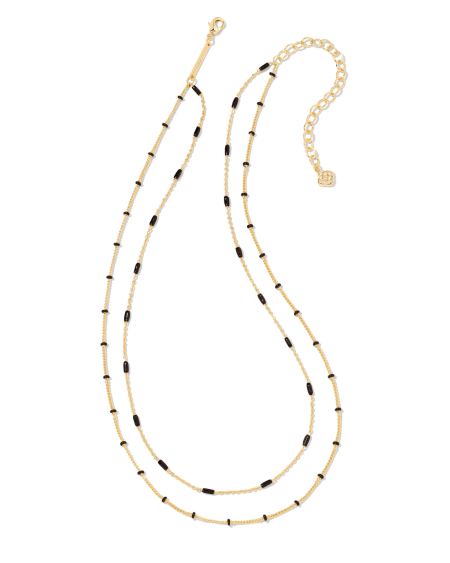 Dottie Gold Multi Strand Necklace in Black