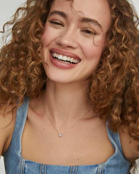 Audrey 14k White Gold Pendant Necklace in White Diamond, 0.07ct