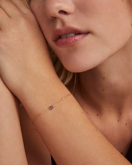 Maisie 18k Gold Vermeil Delicate Chain Bracelet in Blue Iolite