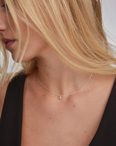 Maisie Sterling Silver Pendant Necklace in Aquamarine