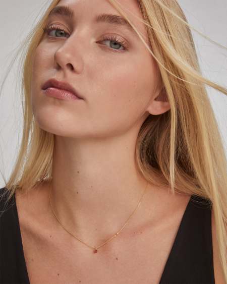 Maisie 18k Gold Vermeil Pendant Necklace in Red Garnet