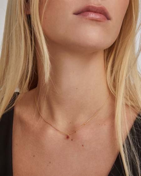 Maisie 18k Gold Vermeil Pendant Necklace in Red Garnet