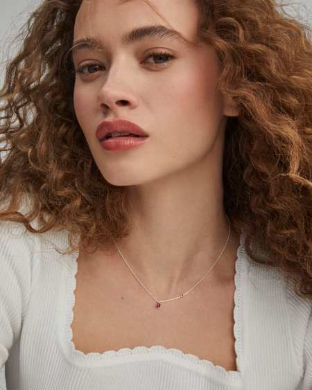 Maisie Sterling Silver Pendant Necklace in Ruby