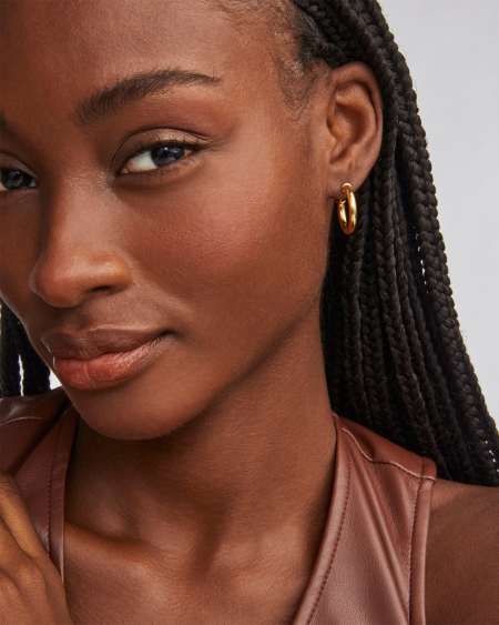 Tube Small 20mm Hoop Earrings in 18k Gold Vermeil