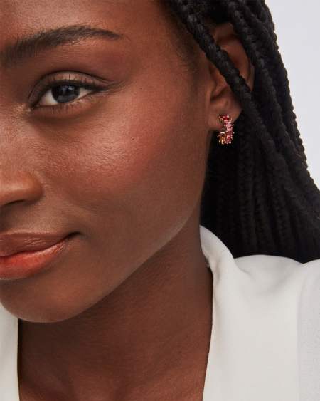 Cailin Gold Huggie Earrings in Red Crystal