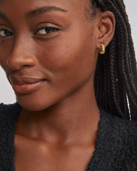 Cailin Gold Huggie Earrings in Golden Yellow Crystal