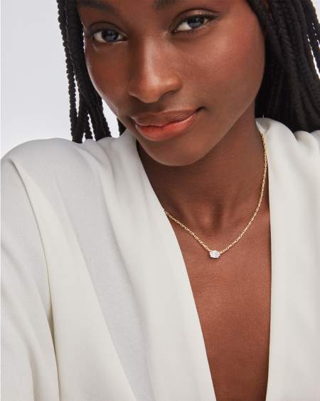 Cailin Gold Pendant Necklace in White Crystal