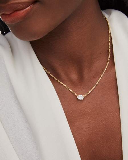 Cailin Gold Pendant Necklace in White CZ